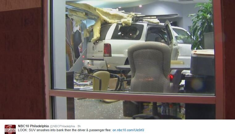 COP NEWS: SUV hits bank; Montco fatal stabbing; Chesco PDs eye merger
