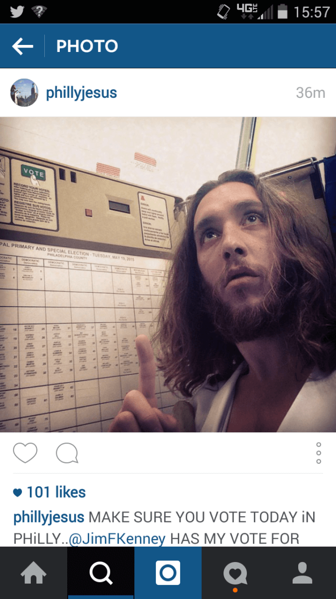 Here’s the Philly Jesus voting pic you’ve always wanted