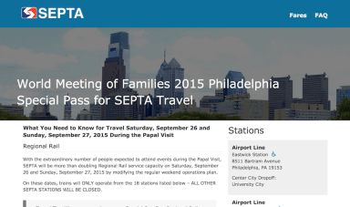 SEPTA delays Papal Pass sales due to technical problems