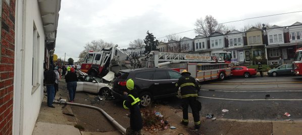 ‘Mayday, mayday’: firetruck crashes in W. Philly