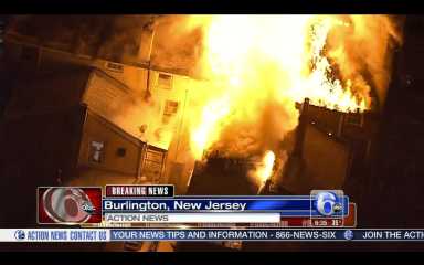 Three injured by fire that consumed four homes in Burlington, New Jersey