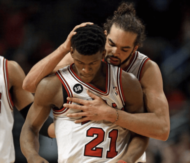 Jimmy Butler, Joakim Noah reflect on college careers courtside at Villanova