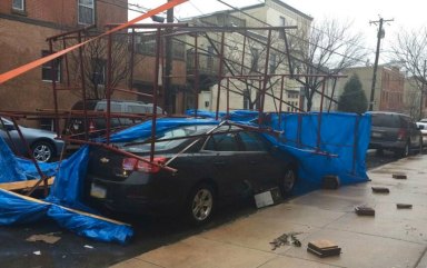 Scaffolding collapses onto Fairmount street