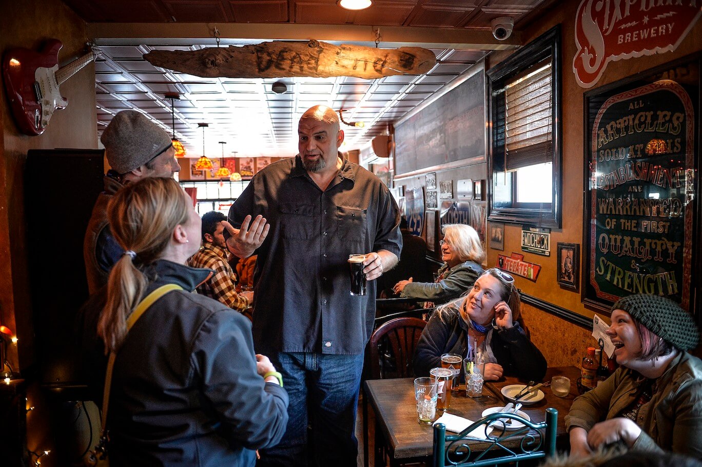 Lt. Governor John Fetterman during a visit to Fishtown.