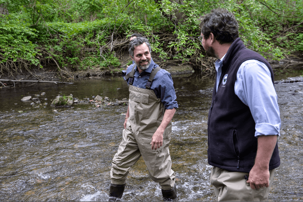 Mark Ruffalo gets his feet wet in Tacony Creek