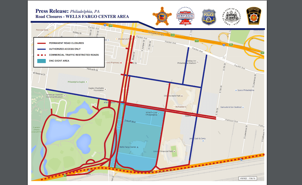 DNC road closures revealed by Secret Service