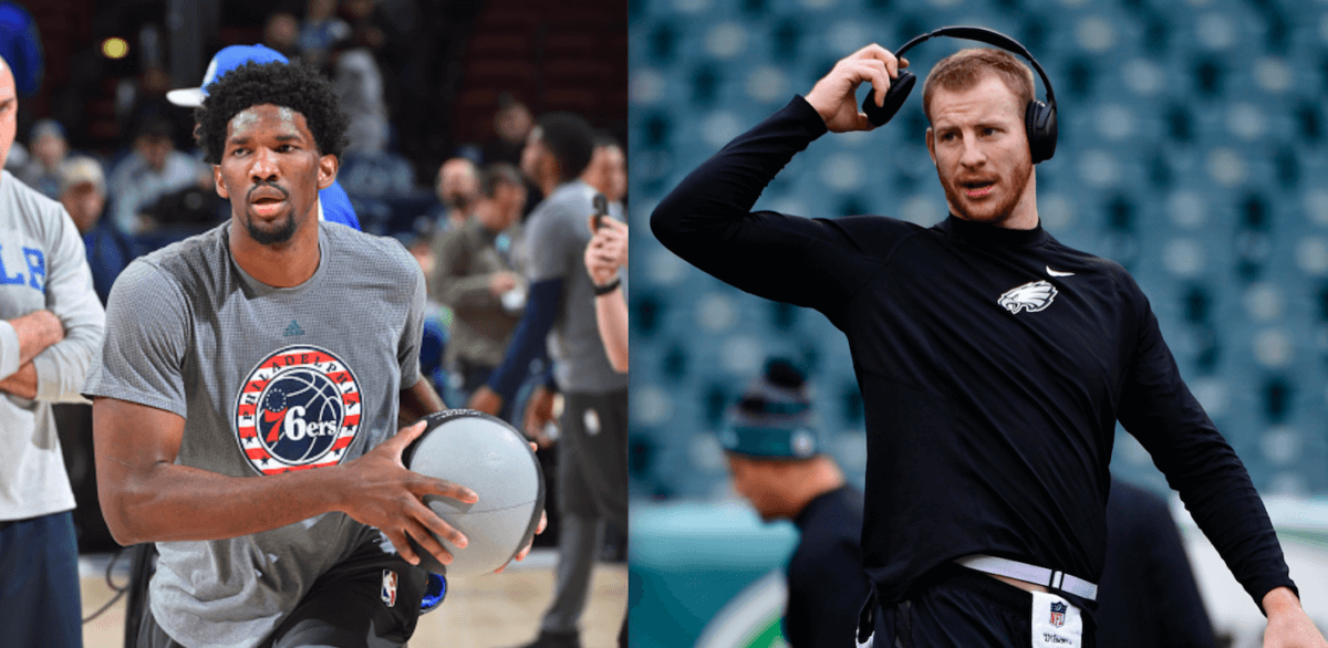 Joel Embiid, Carson Wentz tweet, overachieve their way into hearts of Philly