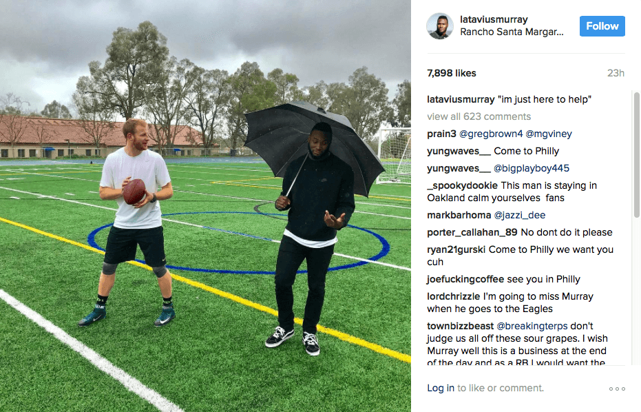 Latavius Murray teases Eagles fans with Carson Wentz workout, Instagram pic
