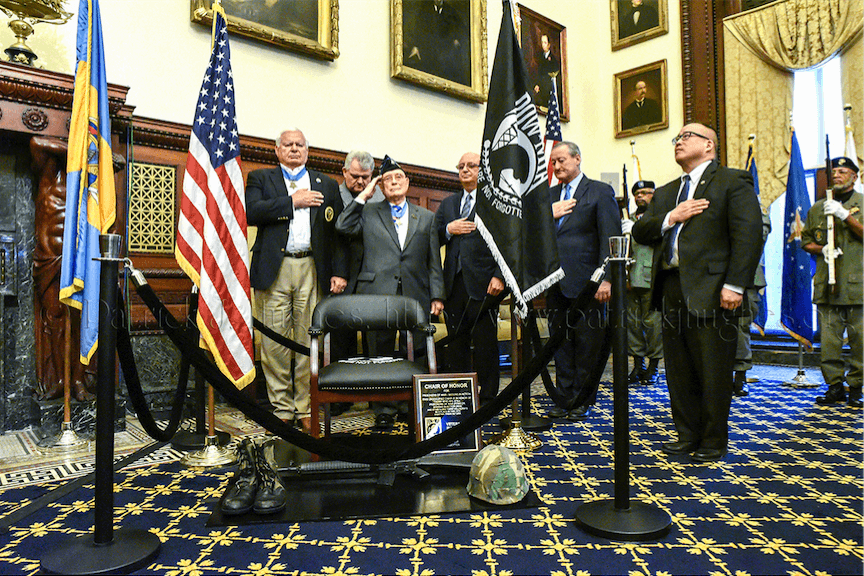 Empty chair at Philly City Hall honors U.S. military veterans missing