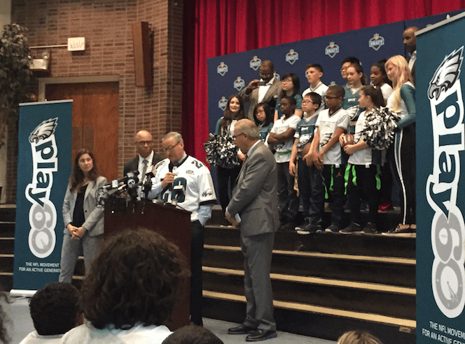 With Eagles legend looking on, NFL commits to help fund Philly