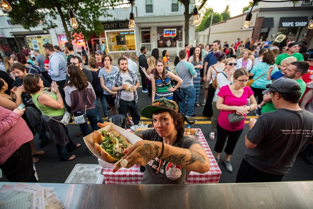 Mama's Balls served up some hot dishes at last year's Night Market in Roxborough. | David Tavani for The Food Trust