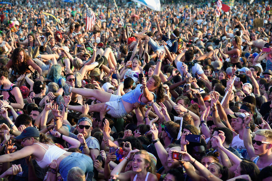 A fan crowdsurfs at Firefly 2017. | Getty Images