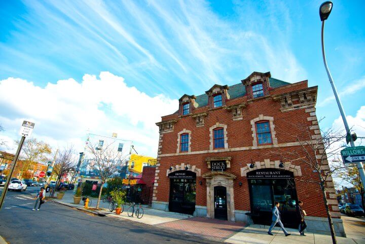Dock Street Brewing is one of the businesses on the bustling Baltimore Avenue in Spruce Hill. | J. Fusco for Visit Philly
