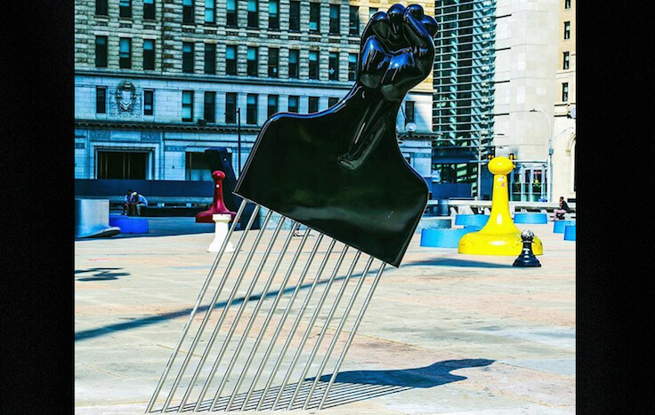 Yes, that’s an Afro pick next to the Frank Rizzo statue
