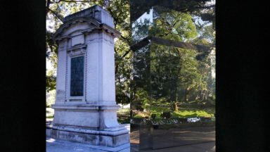 Art project cloaks Germantown monument on anniversary of historic battle