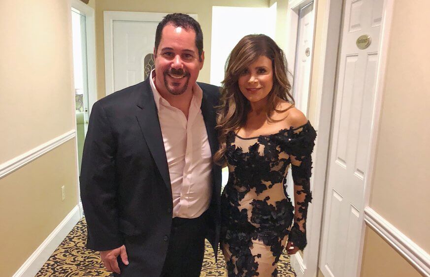 From left: Geno Vento of Geno's Steaks poses with Paula Abdul. Photo: Provided