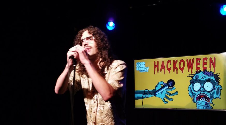 Joe Murdock performs as Weird Al Yankovic at Hackoween 2016. | Mike Fenn