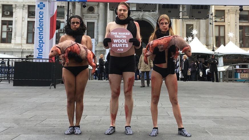 Lamb-loving PETA activists strip down to protest wool