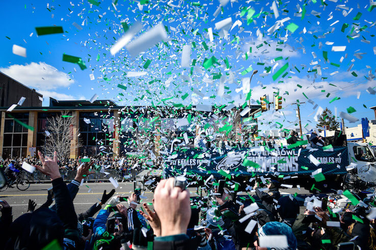 Jason Kelce at the Eagles parade. Courtesy of the NFL