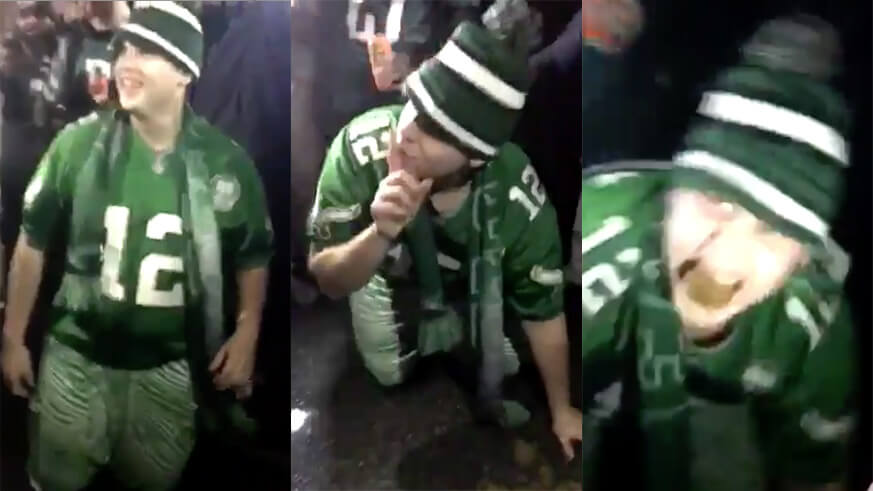 Eagles fan eats horse poop after Super Bowl win.