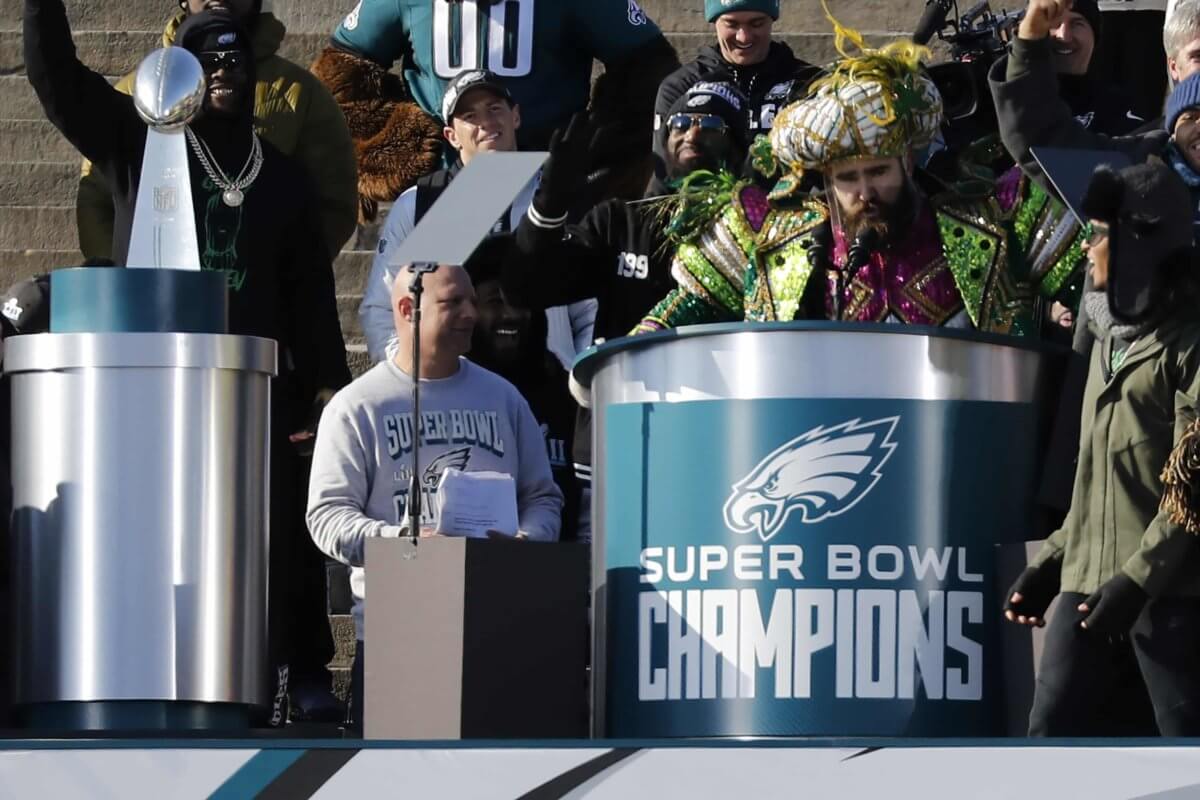 Jason Kelce’s gives look inside epic Super Bowl parade speech