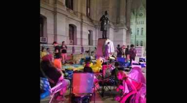 Occupy ICE Philadelphia set up camp outside City Hall overnight Thursday. Photo: Twitter/Liberation Project