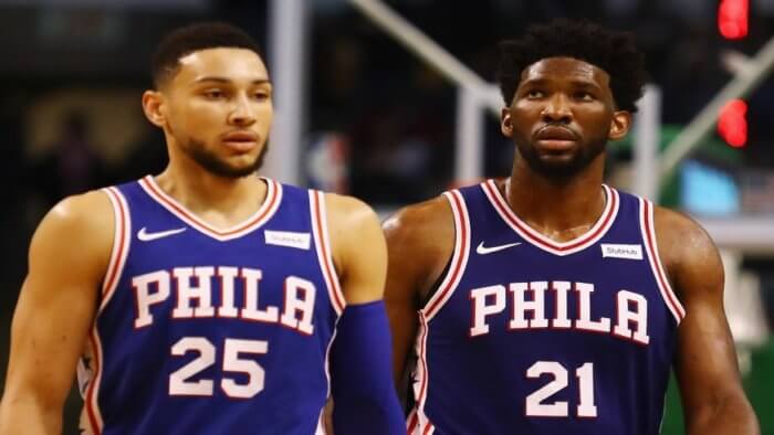 Ben Simmons and Joel Embiid. (Photo: Getty Images)