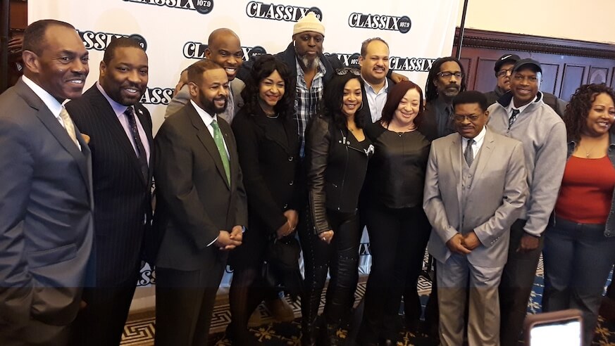 Philly hip-hop legend Lady B (center) is back on radio.