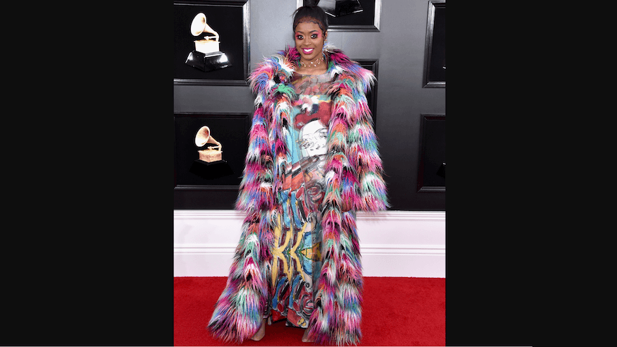Tierra Whack shines in dress from Philly designer Nancy Beringer. (Getty Images)