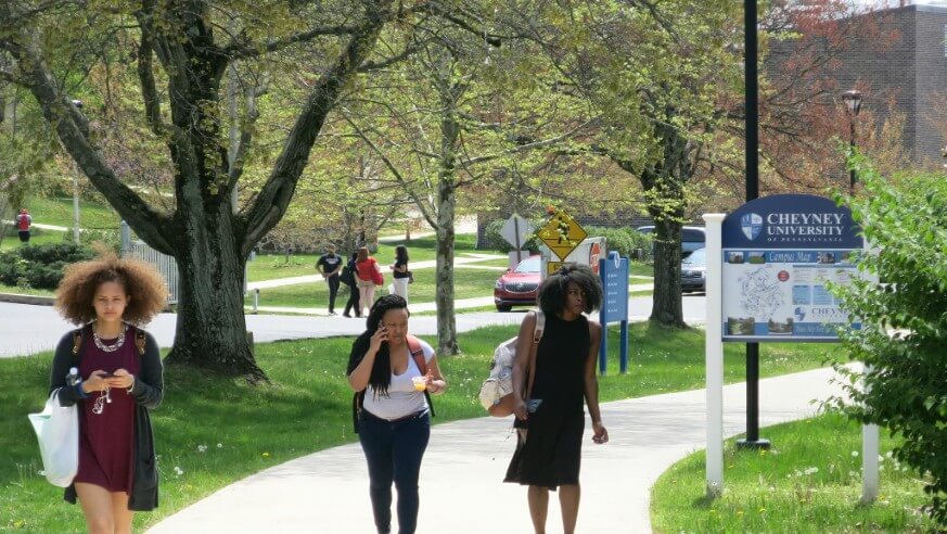 Cheyney University students walk on campus. (Image: Cheyney University)