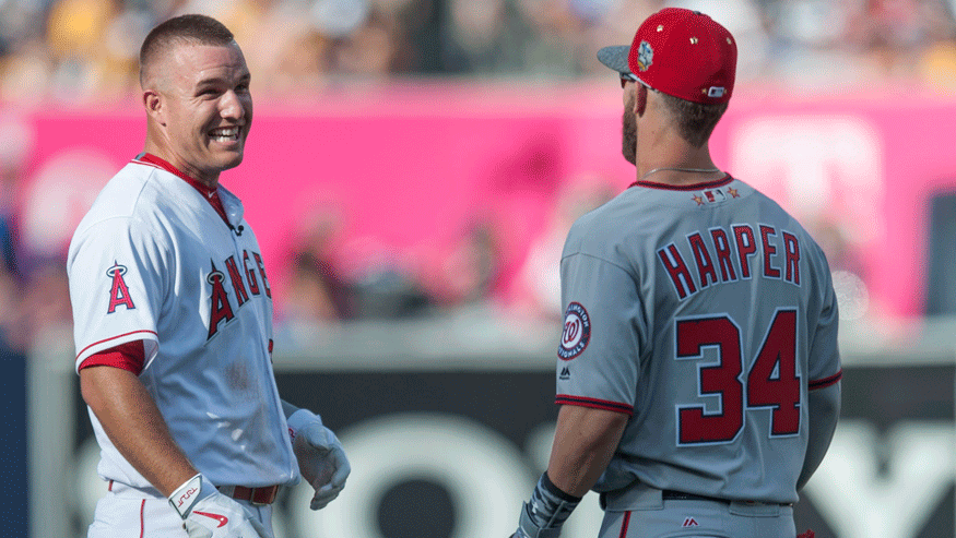 Mike Trout (left) could be the next big Phillies signing in 2020 after Bryce Harper. (Photo: Getty Images)