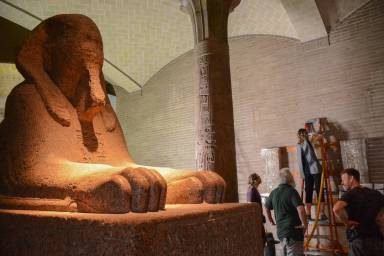 Sphinx of Rameses II hauled to new home in Penn Museum