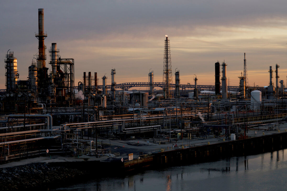 FILE PHOTO: Sun sets on the Philadelphia Energy Solutions plant refinery in Philadelphia
