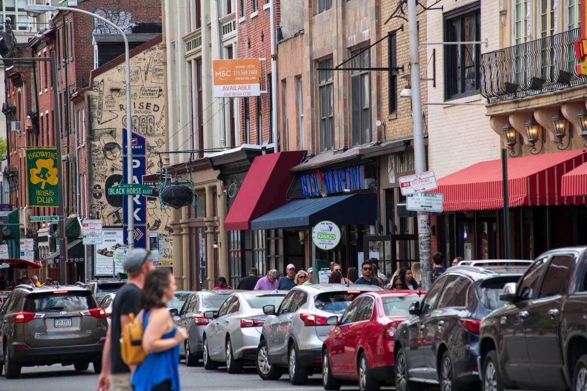 People walking along Market Street in downtown Philadelphia