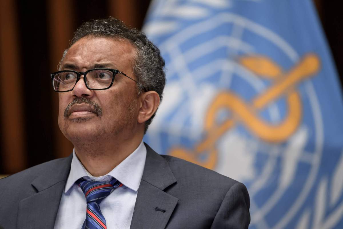 FILE PHOTO: World Health Organization Director-General Tedros Adhanom Ghebreyesus attends a news conference in Geneva