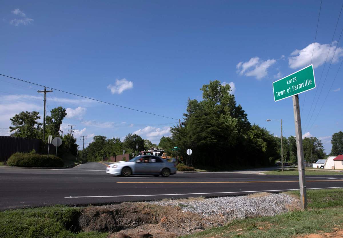 The road that leads to the ICE detention facility in Farmville