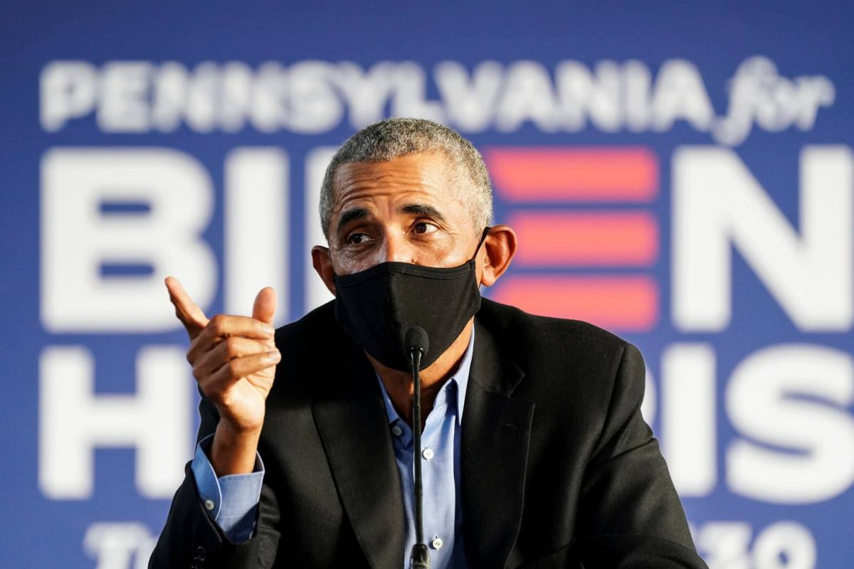 Former U.S. President Obama campaigns on behalf of Democratic presidential nominee Joe Biden in Philadelphia, Pennsylvania