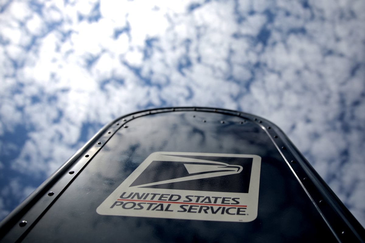 A United States Postal Service (USPS) mailbox is seen in downtown Washington