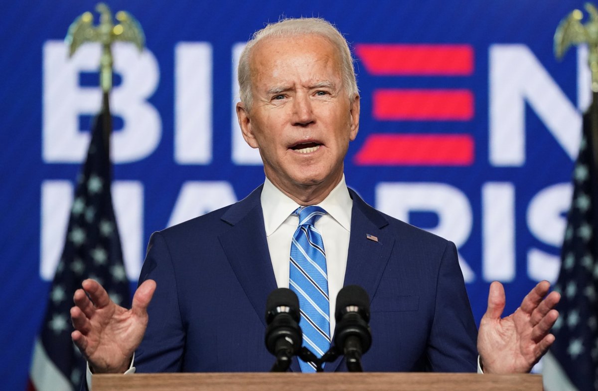 Democratic U.S. presidential nominee Biden speaks about 2020 the presidential election in Wilmington, Delaware