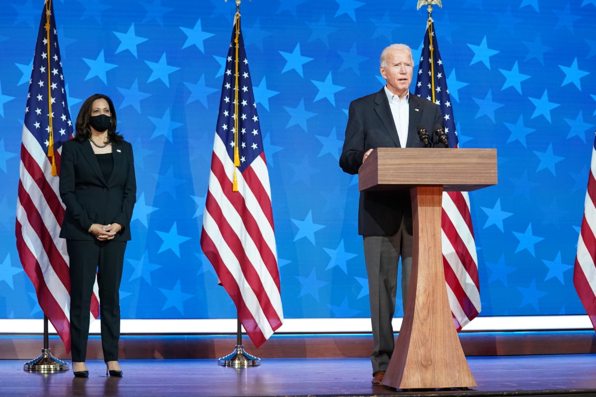 Democratic U.S. presidential nominee Biden speaks about the 2020 in Wilmington, Delaware
