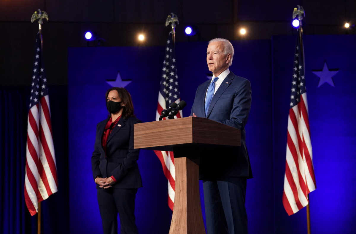 Democratic Presidential Candidate Joe Biden makes address about election results in Wilmington, Delaware