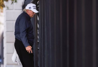 FILE PHOTO: U.S President Donald Trump returns to the White House after news media declared Democratic U.S. presidential nominee Joe Biden to be the winner of the 2020 U.S. presidential election, in Washington