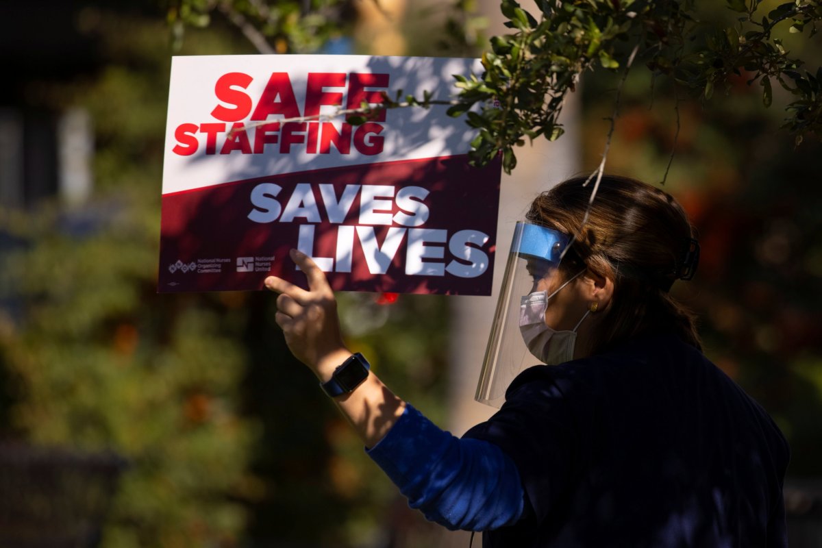 Nurses protest safety concers outside hospital in Orange, California