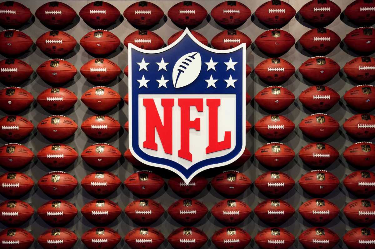 FILE PHOTO: The NFL logo is pictured at an event in the Manhattan borough of New York City