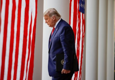 FILE PHOTO: U.S. President Trump delivers update on so-called Operation Warp Speed coronavirus treatment program in televised address from the Rose Garden at the White House in Washington