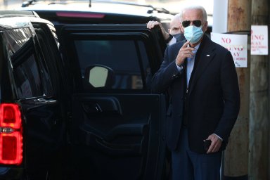 President-elect Biden departs The Queen following a virtual meeting with frontline healthcare workers in Wilmington