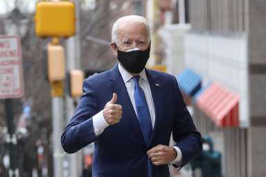 U.S. President-elect Joe Biden arrives to announce members of his economic policy team in Wilmington, Delaware