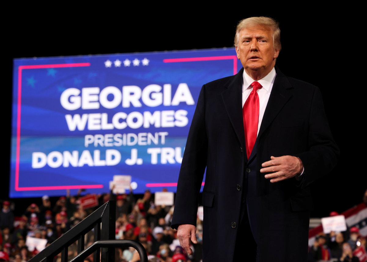 U.S. President Donald Trump campaigns for Republican U.S. senators David Perdue and Kelly Loeffler, in Valdosta, Georgia