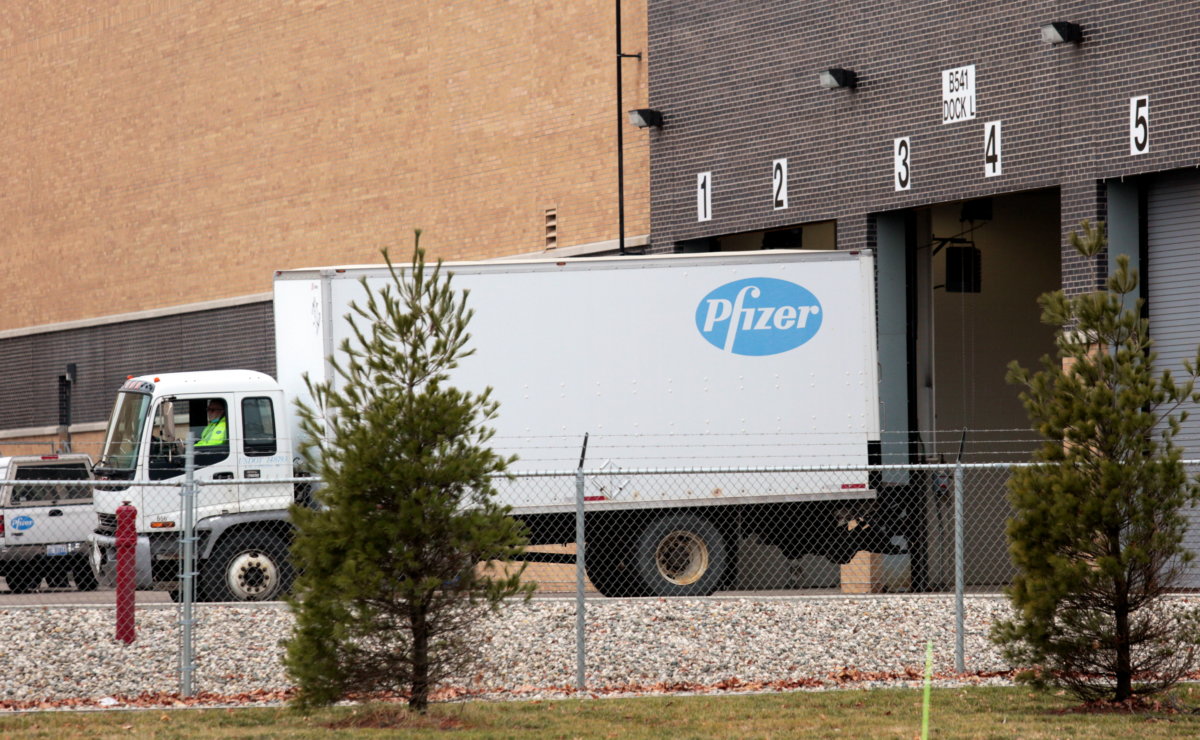 The Pfizer Global Supply manufacturing plant is seen in Portage