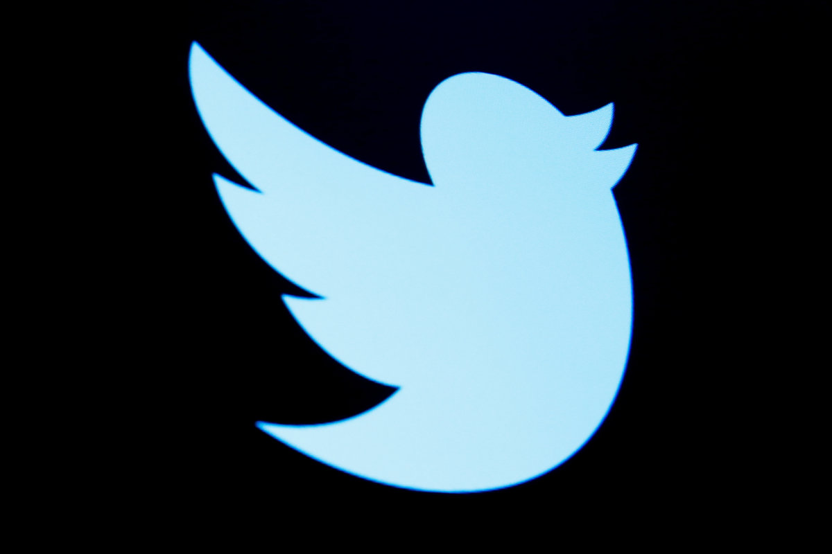 FILE PHOTO: The Twitter logo is displayed on a screen on the floor of the NYSE